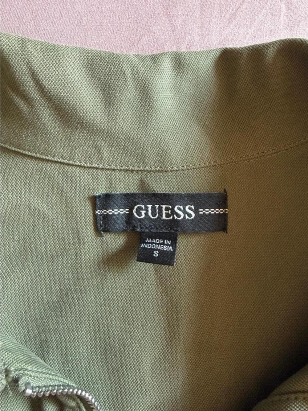 Guess Olive Green Sleeveless Zip Utility Dress - Picture 4 of 4